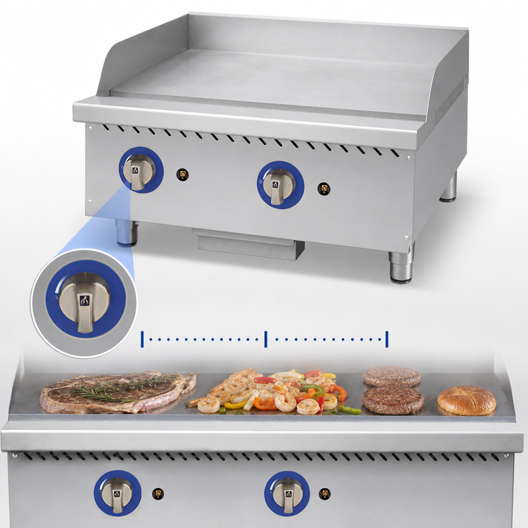 Product image #4 for Globe 24-Inch Countertop Gas Griddle, 60,000 BTU, Natural Gas/LP Convertible