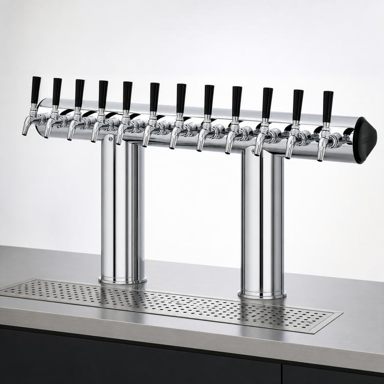 Product image #4 for Perlick Winged Bridge Countertop Glycol-Cooled Draft Tower, 10-Faucet, Polished Chrome