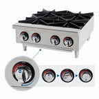 Thumbnail image #4 for Star (Middleby) Star-Max 604HF 24-Inch 4-Burner Countertop Gas Hot Plate, Manual Controls, Natural Gas Ready