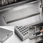 Thumbnail image #4 for Micro Matic USA DP-120D-20-P 20-Inch Surface Mount Stainless Steel Drip Tray with Perforated Grill and Drain Nipple