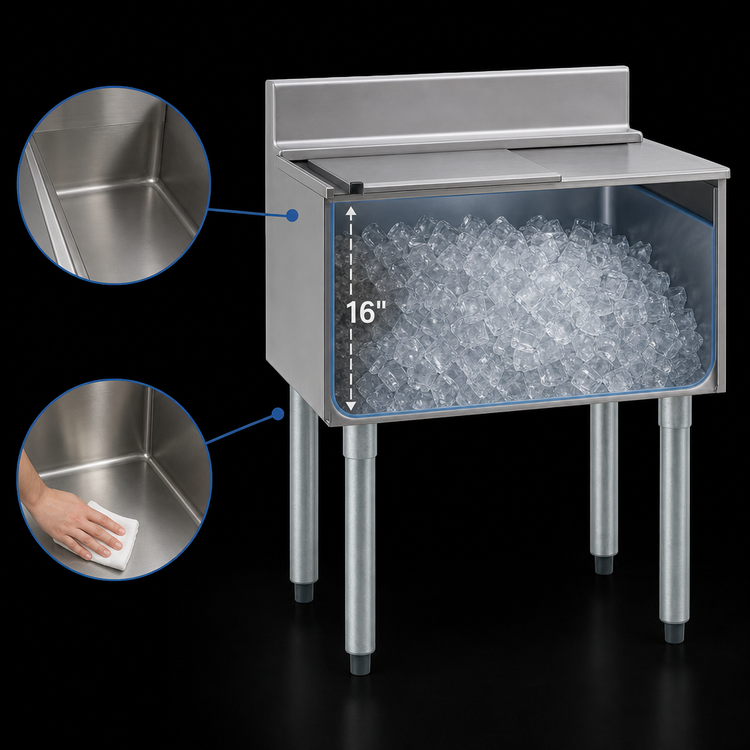 Product image #4 for Eagle Group 2200 Series 12-Inch Underbar Ice Bin/Cocktail Unit with Sliding Cover