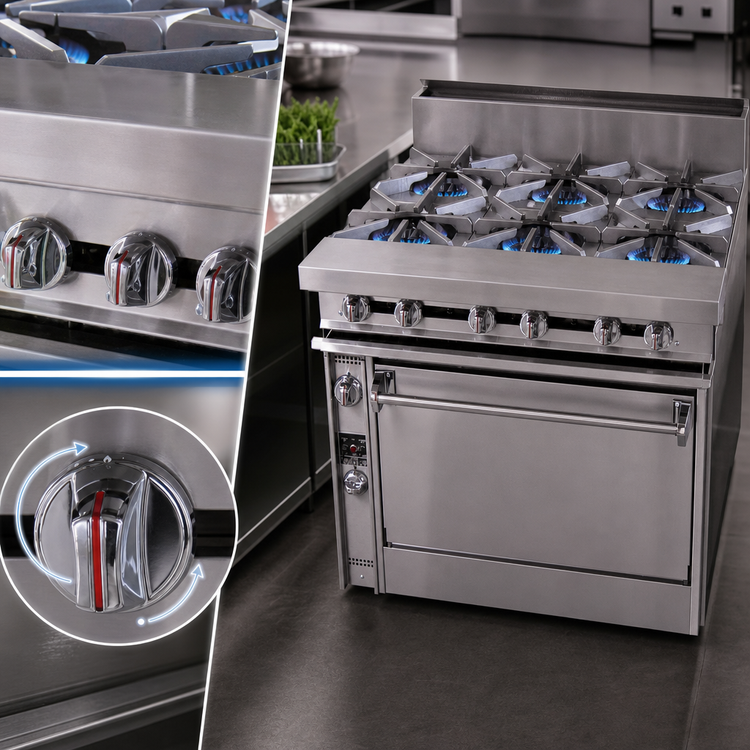 Product image #4 for Titan JTRH-6-36 36-Inch Heavy Duty Gas Range with 6 Open Burners and Standard Oven