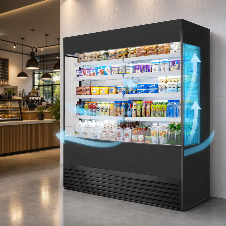 Product image #4 for True 72-Inch Vertical Glass-Sided Open Air Merchandiser Refrigerator with 8 Adjustable Shelves