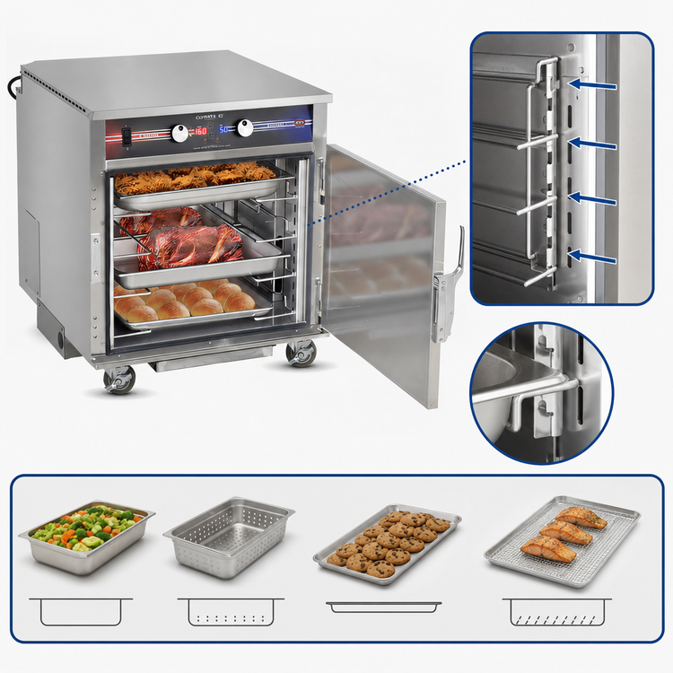 Product image #5 for FWE Clymate IQ Single-Section Mobile Undercounter Humidified Heated Cabinet with 4 Pair Universal Tray Slides