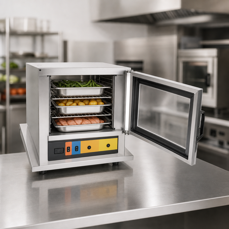 Product image #4 for Panco Narrow Half-Size Heated Holding Cabinet with 8 Wire Slides, Digital Control, and Polycarbonate Window Door