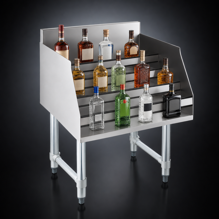 Product image #4 for Steel Works Stainless Free-Standing Raised Liquor Bottle Display Unit, 24 x 18 x 36 Inch