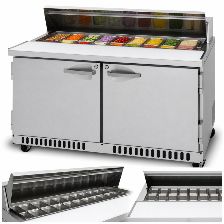 Product image #4 for Turbo Air PRO Series 60-1/4-Inch Two-Section Sandwich/Salad Prep Table with Front Breathing and Rear-Mounted Self-Contained Compressor
