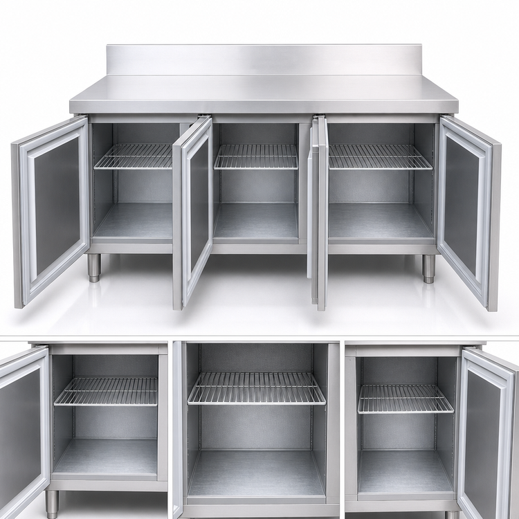 Product image #4 for La Rosa Refrigeration 66-Inch 3-Section Remote Worktop Freezer Base with Doors