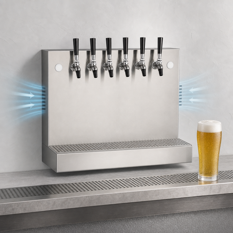 Product image #4 for Perlick Wall-Mount Air-Cooled Draft Beer Dispenser, 6 Faucet Capacity
