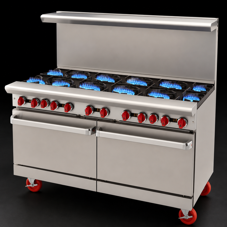 Product image #4 for American Range 60-Inch Gas Restaurant Range with 12-Inch Griddle, 8 Open Burners, Convection Oven, and Standard Oven