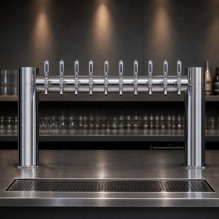 Product image #4 for Micro Matic Metropolis H-Style 2-Column 10-Faucet Air-Cooled Draft Tower, Polished Stainless Steel