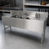 Thumbnail image #4 for Prestige 3-Compartment Stainless Steel Underbar Sink Unit with Dual Drainboards and Deck-Mount Faucet