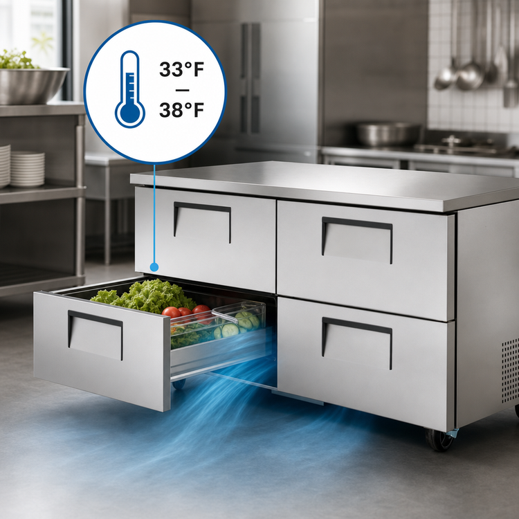 Product image #4 for True 60 3/8-Inch 2-Section 4-Drawer Undercounter Refrigerator