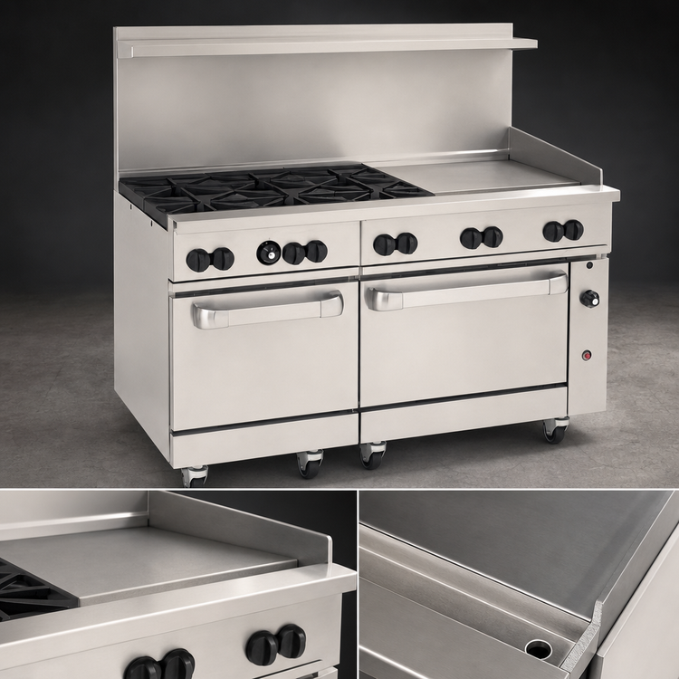 Product image #4 for Wolf Challenger XL 60-Inch Commercial Gas Restaurant Range with 6 Burners, 24-Inch Griddle, Standard Oven and Convection Oven
