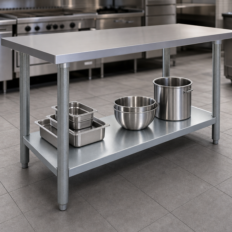 Product image #4 for Omcan Standard Series 84-Inch x 24-Inch Stainless Steel Work Table with Galvanized Undershelf