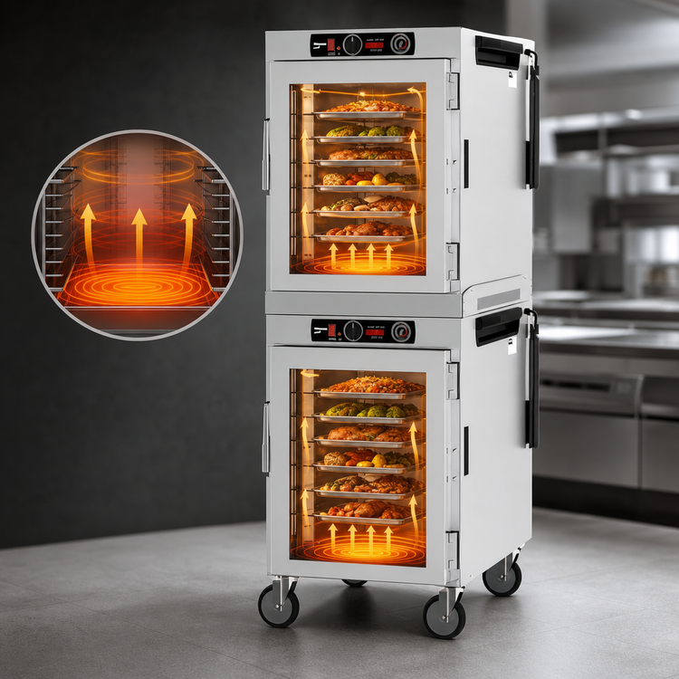 Product image #5 for Metro HotBlox™ 16-Pan Wide Dual-Cavity Mobile Pass-Thru Insulated Holding Cabinet, Analog, Clear Front/Solid Rear Doors
