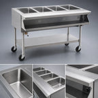 Thumbnail image #4 for Eagle Group SPHT4-240-3 Mobile 4-Well Sealed Well Electric Hot Food Table, Open Shelf Base, Stainless Steel, 66-Inch, Wet/Dry