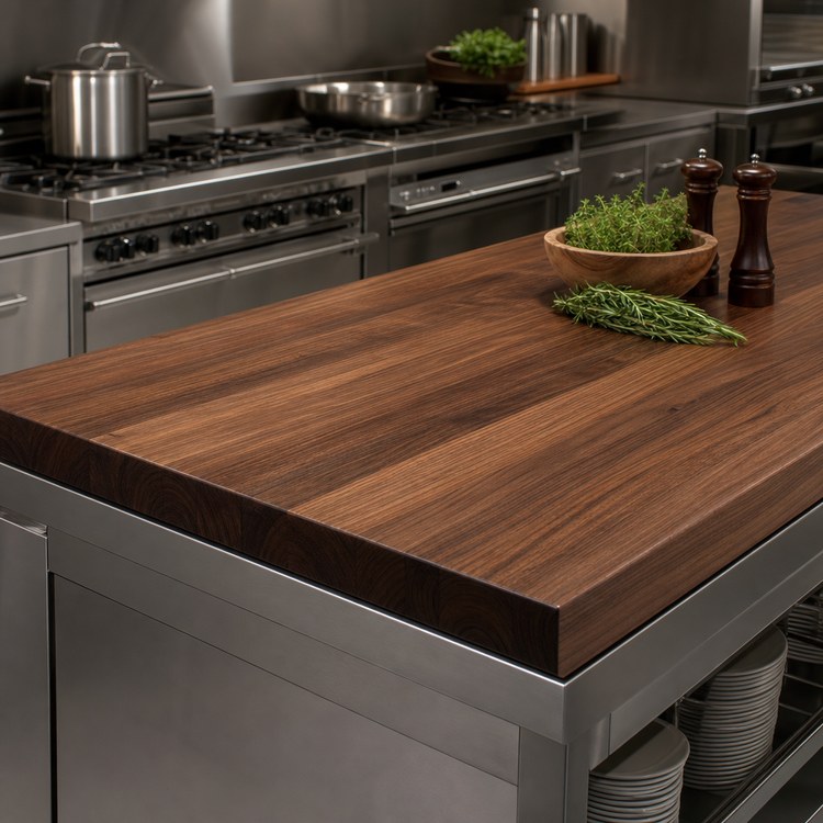 Product image #4 for American Black Walnut Edge Grain Countertop with Varnique Finish, 108 x 42 x 2-1/4 Inches