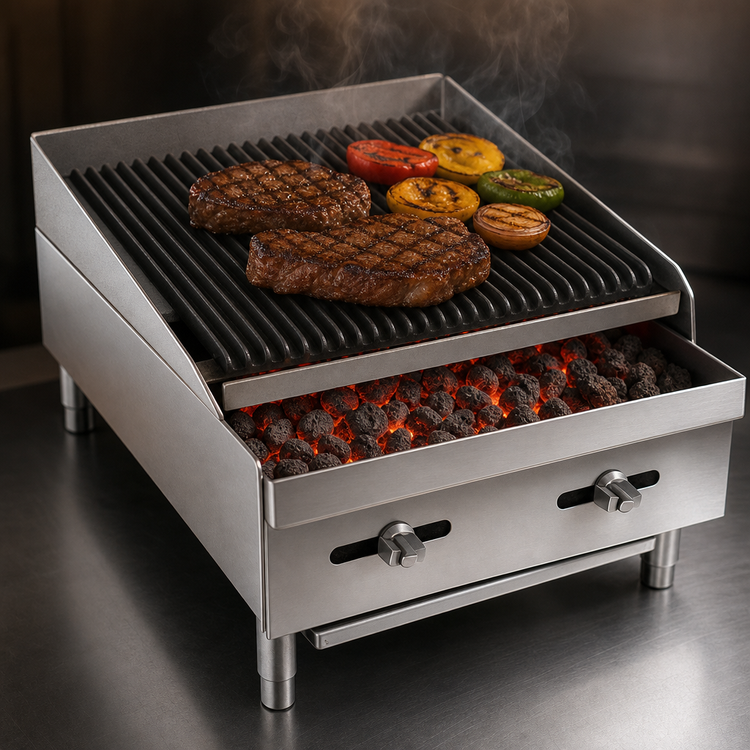 Product image #4 for Comstock-Castle Countertop Gas Lava Rock Char-Broiler with Cast Iron Grates, 18-Inch Wide