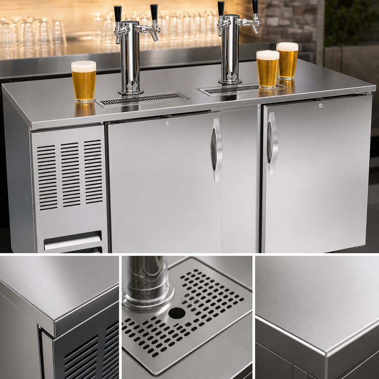 Product image #4 for Beverage-Air DD68HC-S 68-Inch Wide Direct Draw Beer Dispenser with Solid Doors and Dual Faucet Towers