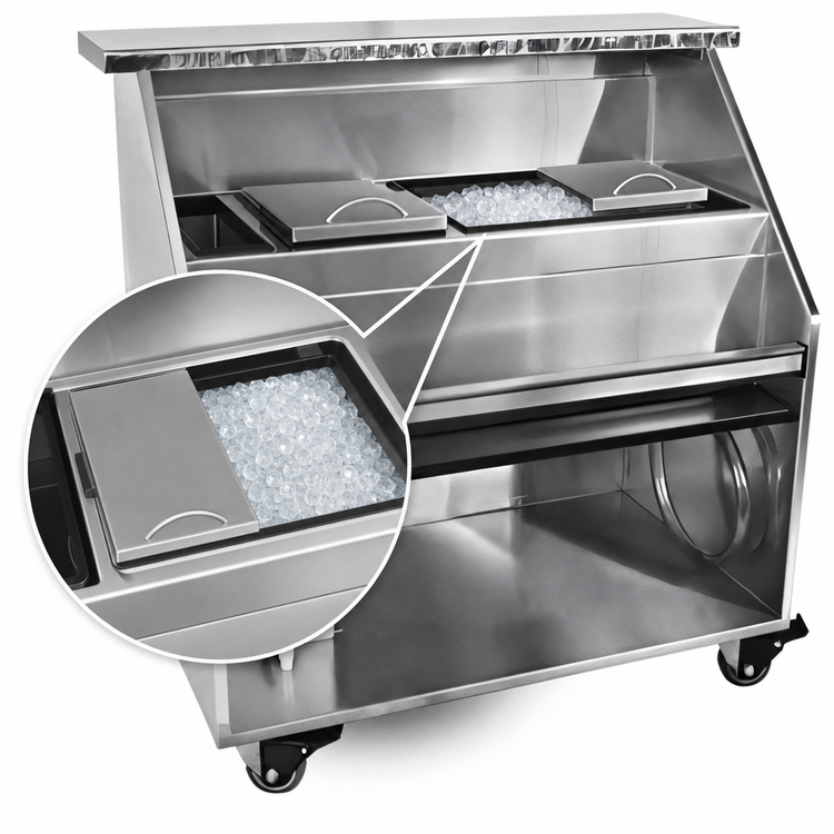 Product image #4 for Glastender PBC54-12 Stainless Steel Portable Bar for Stackable Cups, 54 Inch W x 28 Inch D x 46-7/8 Inch H