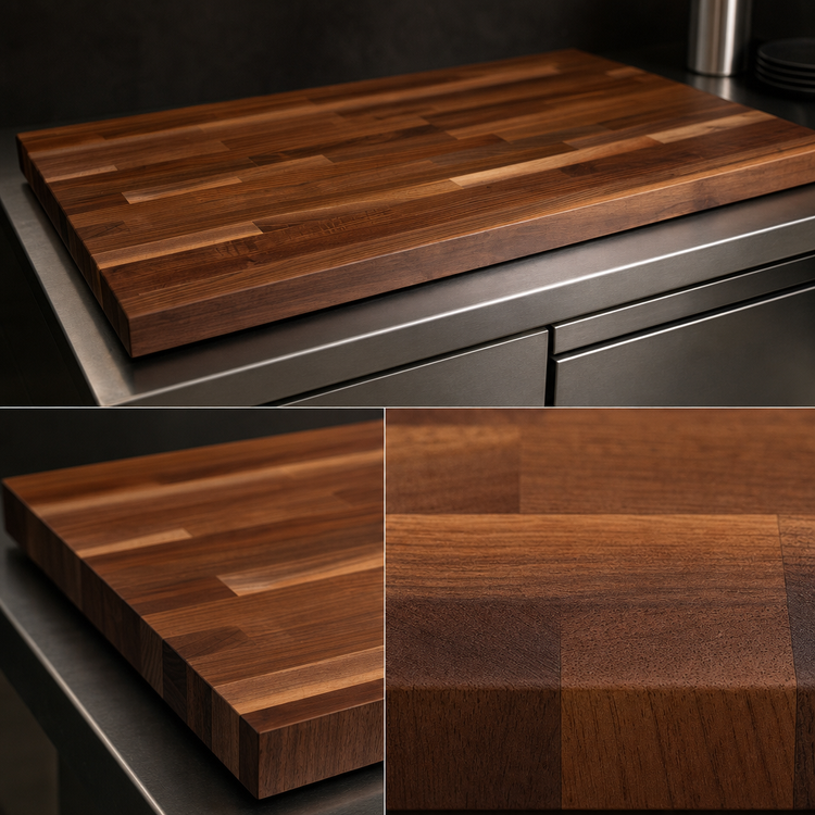 Product image #4 for Boos Block American Black Walnut Blended Rails Edge Grain Kitchen Countertop, 108 x 25 x 1-1/2 Inch, Varnique Finish