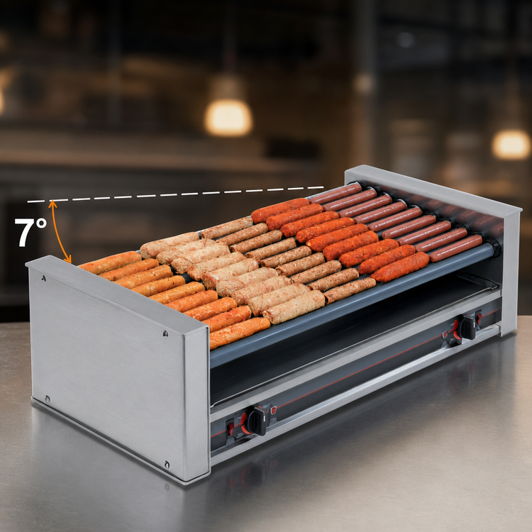 Product image #4 for Nemco Roll-A-Grill Wide Slanted GripsIt Hot Dog Roller Grill, 45 Hot Dog Capacity