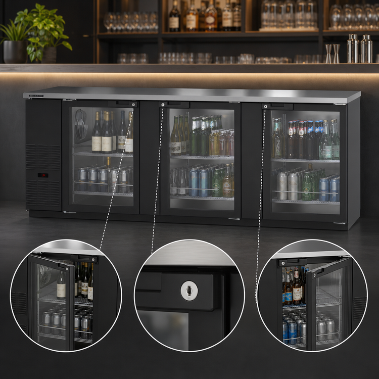 Product image #4 for Hoshizaki BB95-G 95.5-Inch Three-Section Glass Door Back Bar Cooler