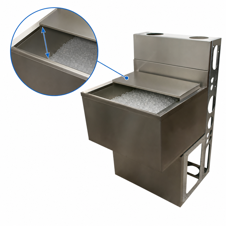 Product image #5 for BK Resources 48-Inch Stainless Steel Underbar Ice Bin with Sliding Cover, 167 lb Capacity