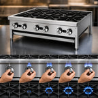 Thumbnail image #4 for Jade Range (Middleby) Supreme JHP-636 36-Inch Commercial Countertop Gas Hot Plate with 6 Open Burners, Stainless Steel, 165,000 BTU