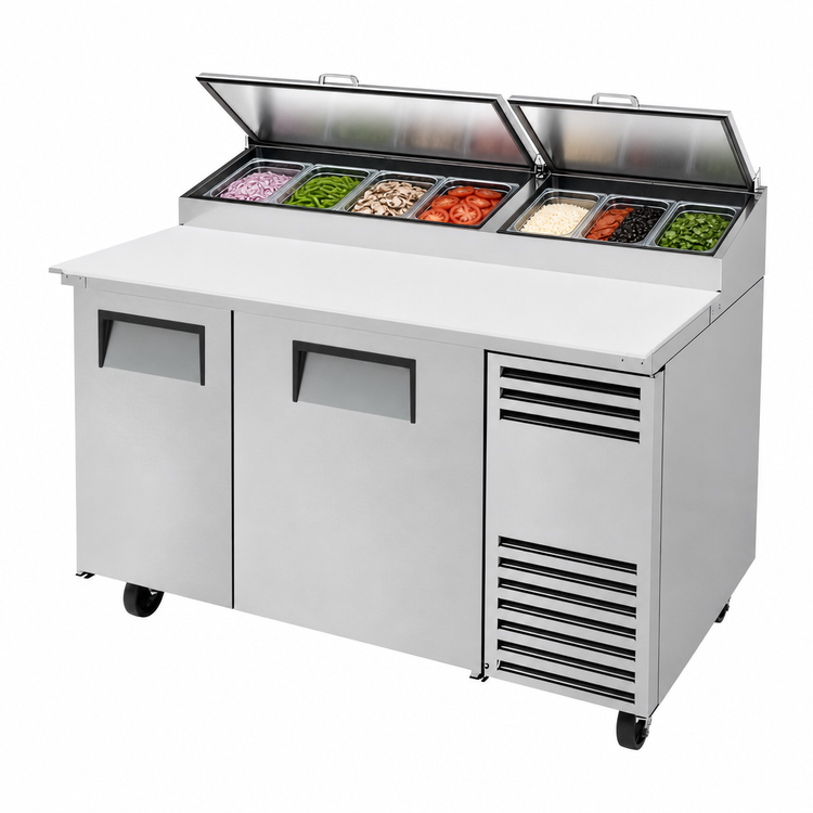 Product image #4 for True 60-1/4-Inch 2-Section Pizza Prep Table with Self-Contained Side-Mounted Refrigeration