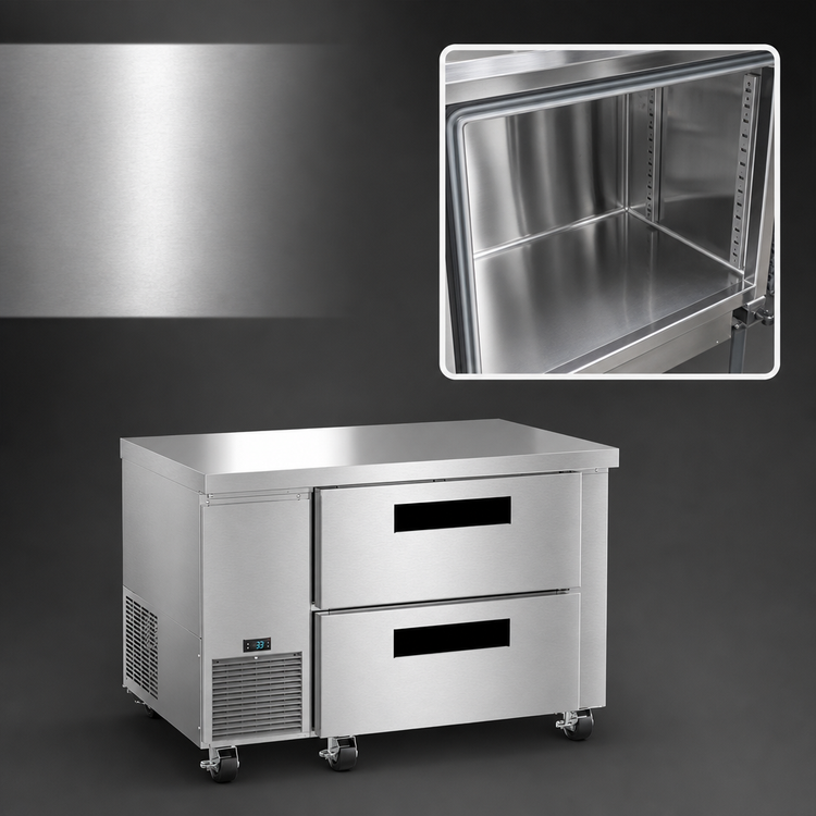 Product image #4 for Hoshizaki Steelheart 46-Inch Undercounter Two-Drawer Refrigerator, 11.78 Cu. Ft., Side-Mounted Self-Contained Refrigeration