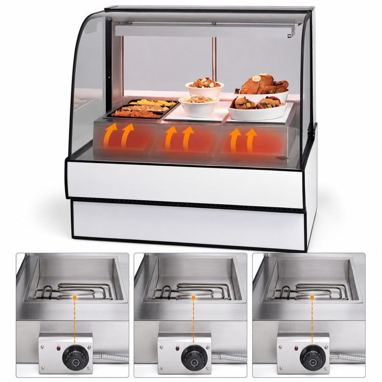Product image #4 for Federal Industries Curved Glass Full-Service Heated Deli Case with 3 Wells, 59.13-Inch Wide
