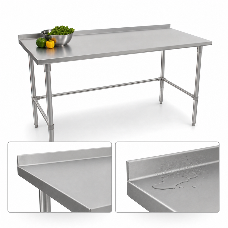 Product image #4 for Stallion 84-Inch x 30-Inch 16-Gauge Stainless Steel Work Table with 1-1/2-Inch Rear Up-Turn and Safety Edge