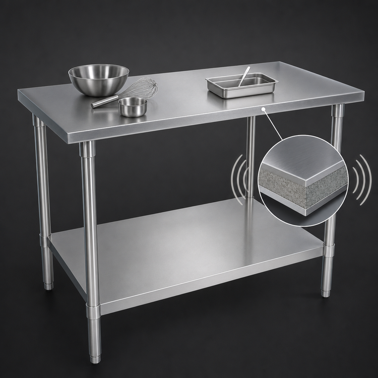 Product image #4 for John Boos Stallion 144-Inch x 24-Inch 16-Gauge Stainless Steel Flat Top Work Table with Galvanized Legs and Adjustable Undershelf