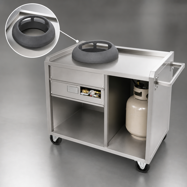 Product image #4 for Town Equipment Mobile Gas Wok Range, Single-Chamber, 24-Inch Base