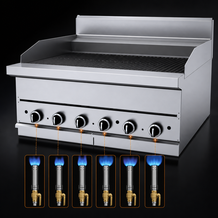 Product image #4 for Garland G Starfire Pro 36-Inch Gas Countertop Charbroiler with Ceramic Briquettes, Stainless Steel, 90,000 BTU