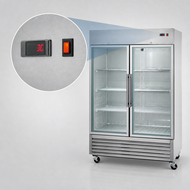 Product image #4 for Arctic Air AGR49 Two-Section Glass Door Reach-In Refrigerator, 49 Cu. Ft., Stainless Steel
