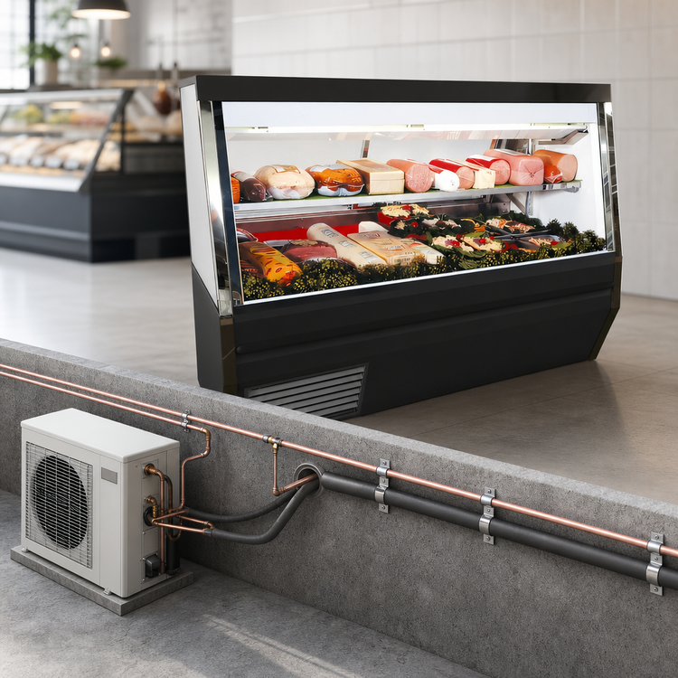 Product image #4 for Howard-McCray 34N Series Remote Double Duty Deli Meat & Cheese Service Case, 96 Inch, Black Exterior, White Interior, LED Lighting