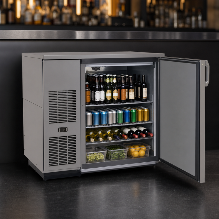 Product image #4 for Glastender 36-Inch One-Zone Front-Serviced Bar Profile Back Bar Cooler, Self-Contained, 1 Door