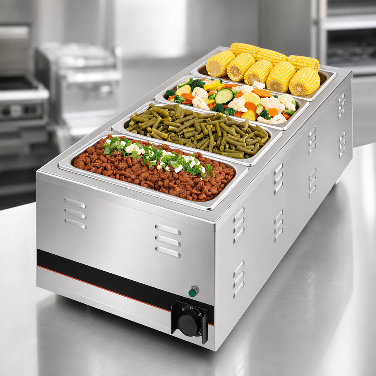Product image #4 for APW Wyott X*PERT CW-3AI Electric Countertop Food Pan Warmer/Rethermalizer, 28-1/2 Qt., 4-Compartment, 1/3-Size Pan