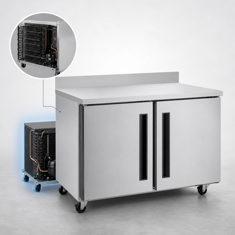 Product image #4 for Centerline 48-Inch Two-Section Compact Undercounter Worktop Freezer with Solid Doors