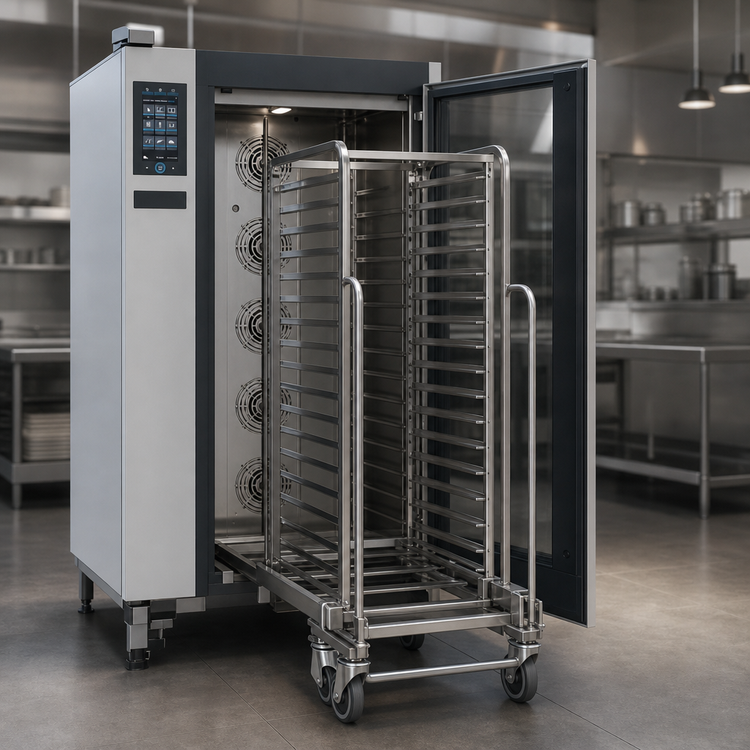 Product image #4 for UNOX ChefTop MIND.Maps Plus BIG Gas Roll-In Combi Oven with Included Trolley, 20 GN 2/1 Capacity, 120V