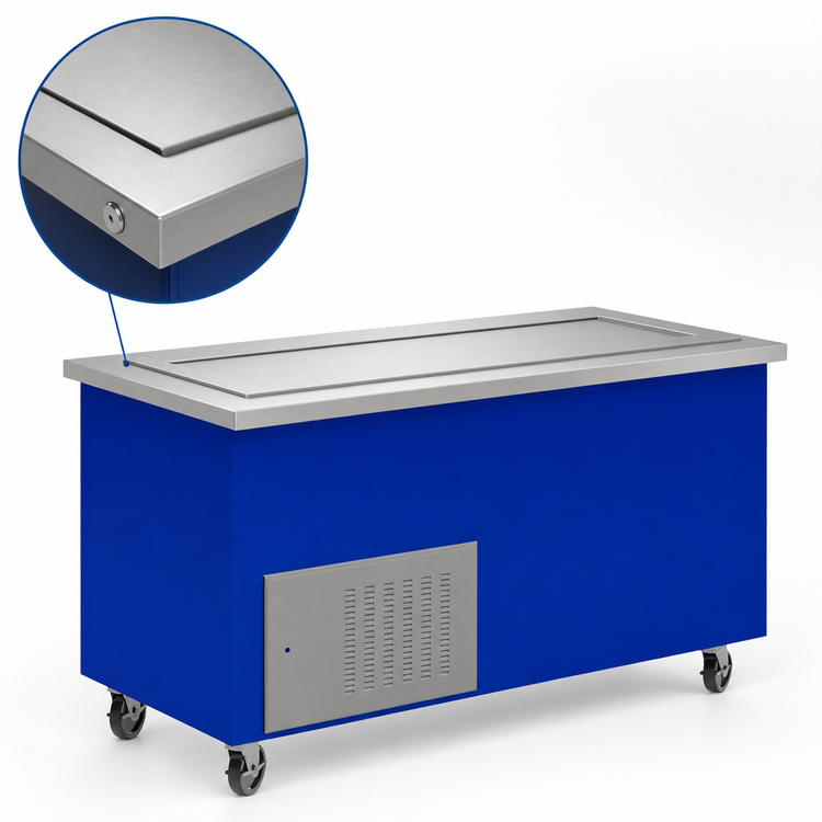 Product image #4 for Randell Custom & Serving 60-Inch Mobile Modular Open Base Refrigerated Frost Top Serving Station