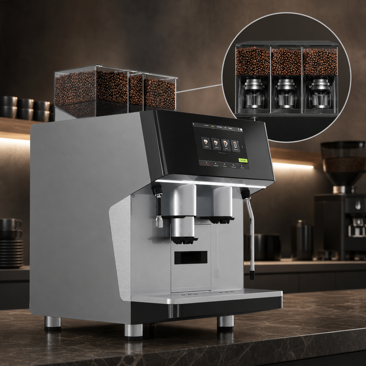 Product image #4 for UNIC Tango XP Duo 2-Group 2-Step Super Automatic Espresso Machine with 3 Grinders
