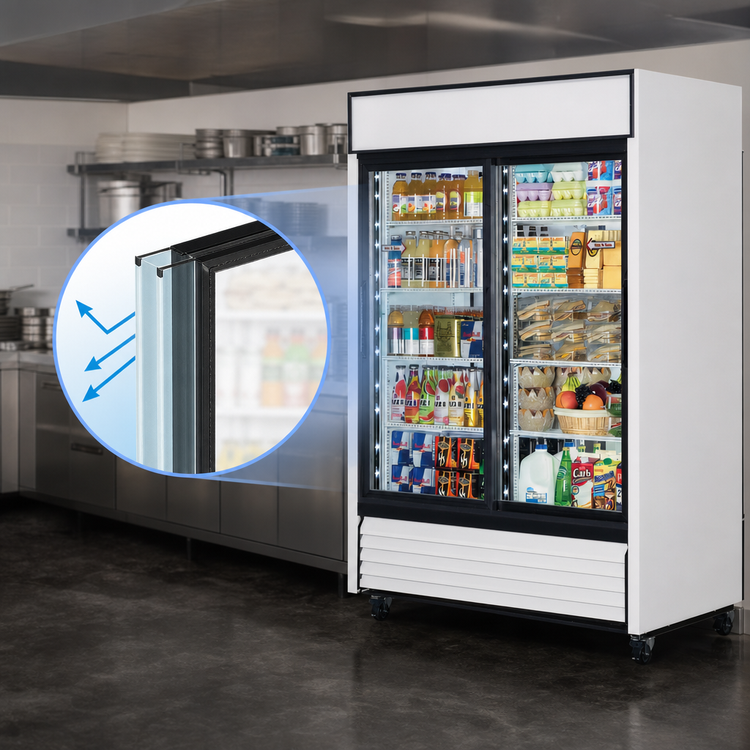 Product image #4 for True GDM-47RL-HC-LD Two-Section Pass-Thru Glass Door Merchandiser Refrigerator