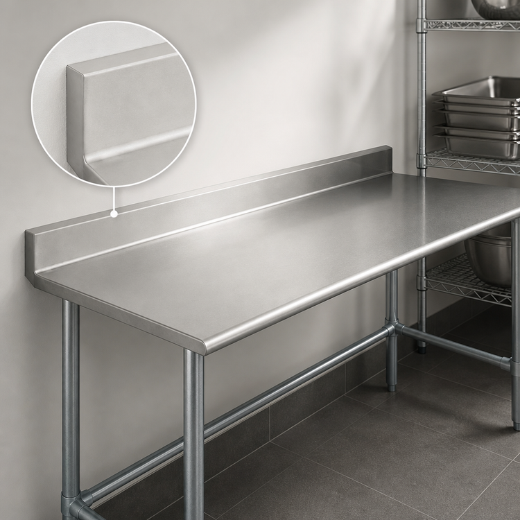 Product image #4 for Eagle Group Budget Series 144-Inch x 24-Inch Work Table with 4-1/2-Inch Backsplash and Galvanized Tubular Base