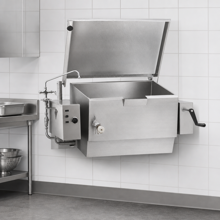 Product image #4 for Classic 31-Gallon Wall-Mounted Gas Tilting Skillet with Worm Gear Tilt