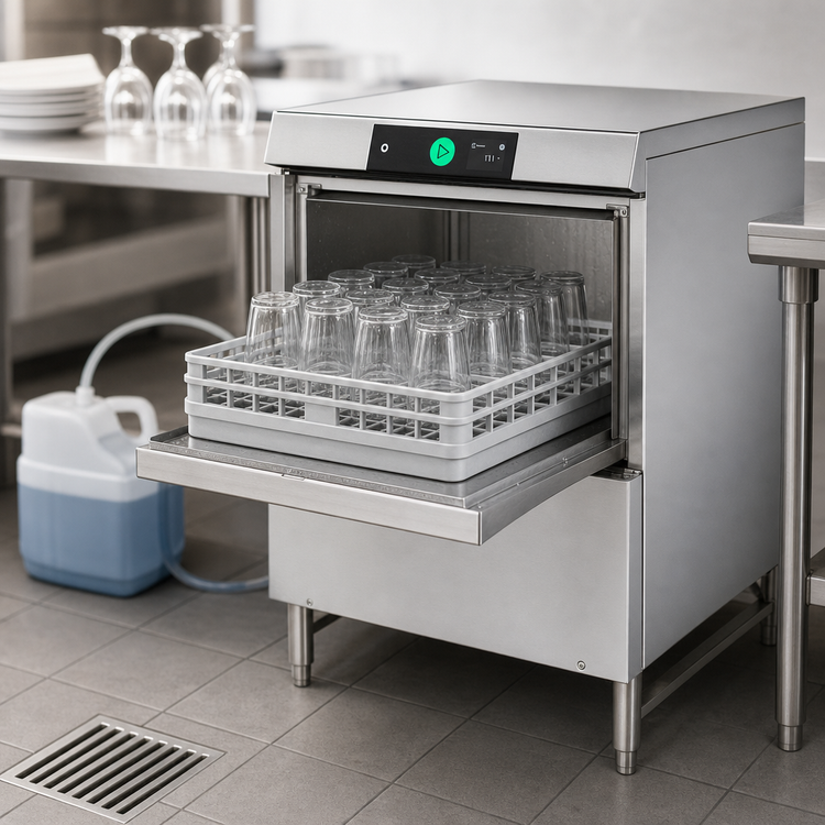 Product image #4 for Hobart Advansys Low-Temp Chemical Sanitizing Undercounter Dishwasher/Glasswasher with PuriRinse and 6-Inch Leg Stand