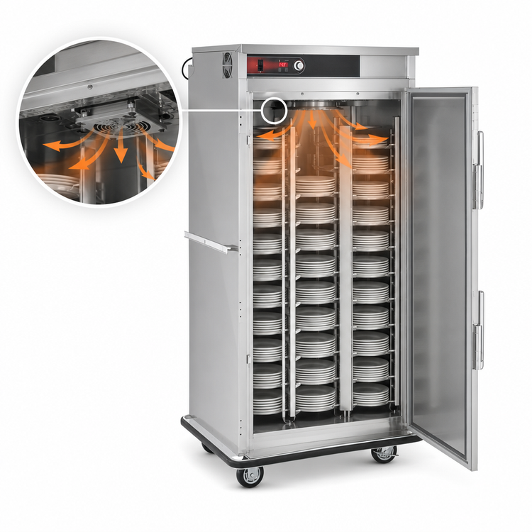 Product image #5 for FWE BT-96120 Ultra-Universal Mobile Heated Banquet Cabinet for 96-120 10-1/2 Inch Plates
